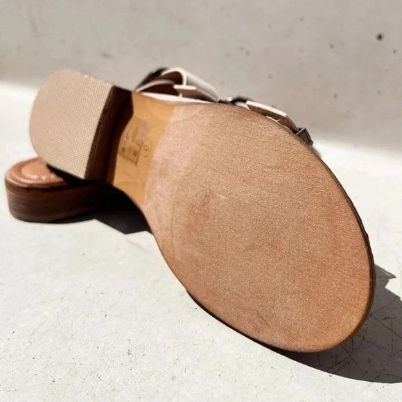 New! Tan Suede Western Buckle Slip On Slide Sandals in Sand - Picture 5 of 8